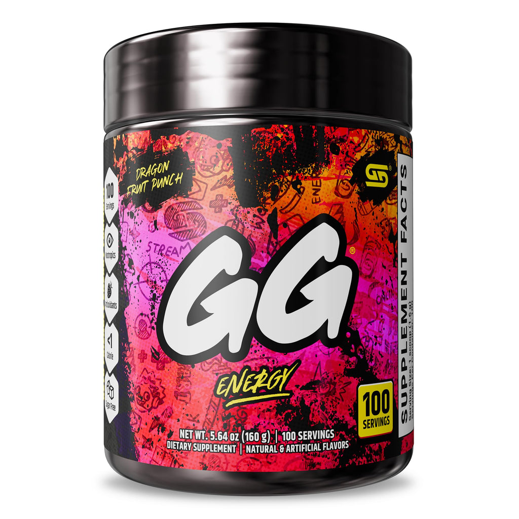 Gamer Supps GG Energy - Dragonfruit Punch (100 Servings) - Keto Friendly Gaming Energy and Nootropic Blend, Sugar Free + Organic Caffeine + Vitamins, Powder Drink - TrustMedUSA
