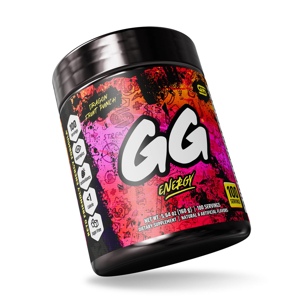 Gamer Supps GG Energy - Dragonfruit Punch (100 Servings) - Keto Friendly Gaming Energy and Nootropic Blend, Sugar Free + Organic Caffeine + Vitamins, Powder Drink - TrustMedUSA