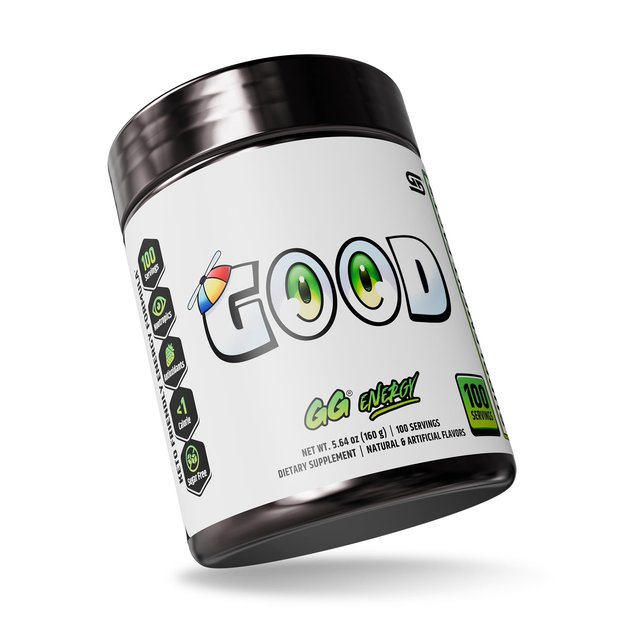 Gamer Supps GG Energy - Good by SMii7Y (100 Servings) - Keto Friendly Gaming Energy and Nootropic Blend, Sugar Free + Organic Caffeine + Vitamins + Immune Support, Powder Drink - TrustMedUSA