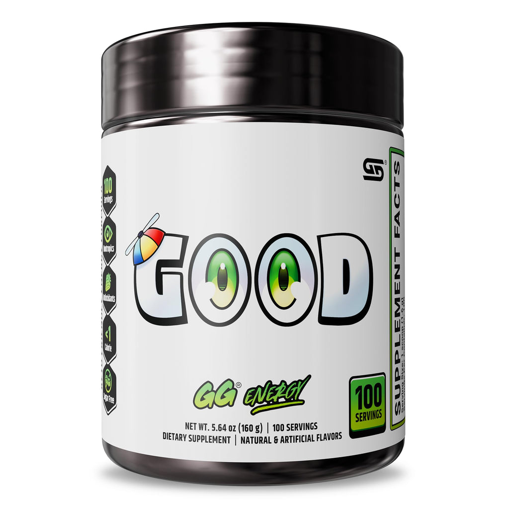 Gamer Supps GG Energy - Good by SMii7Y (100 Servings) - Keto Friendly Gaming Energy and Nootropic Blend, Sugar Free + Organic Caffeine + Vitamins + Immune Support, Powder Drink - TrustMedUSA