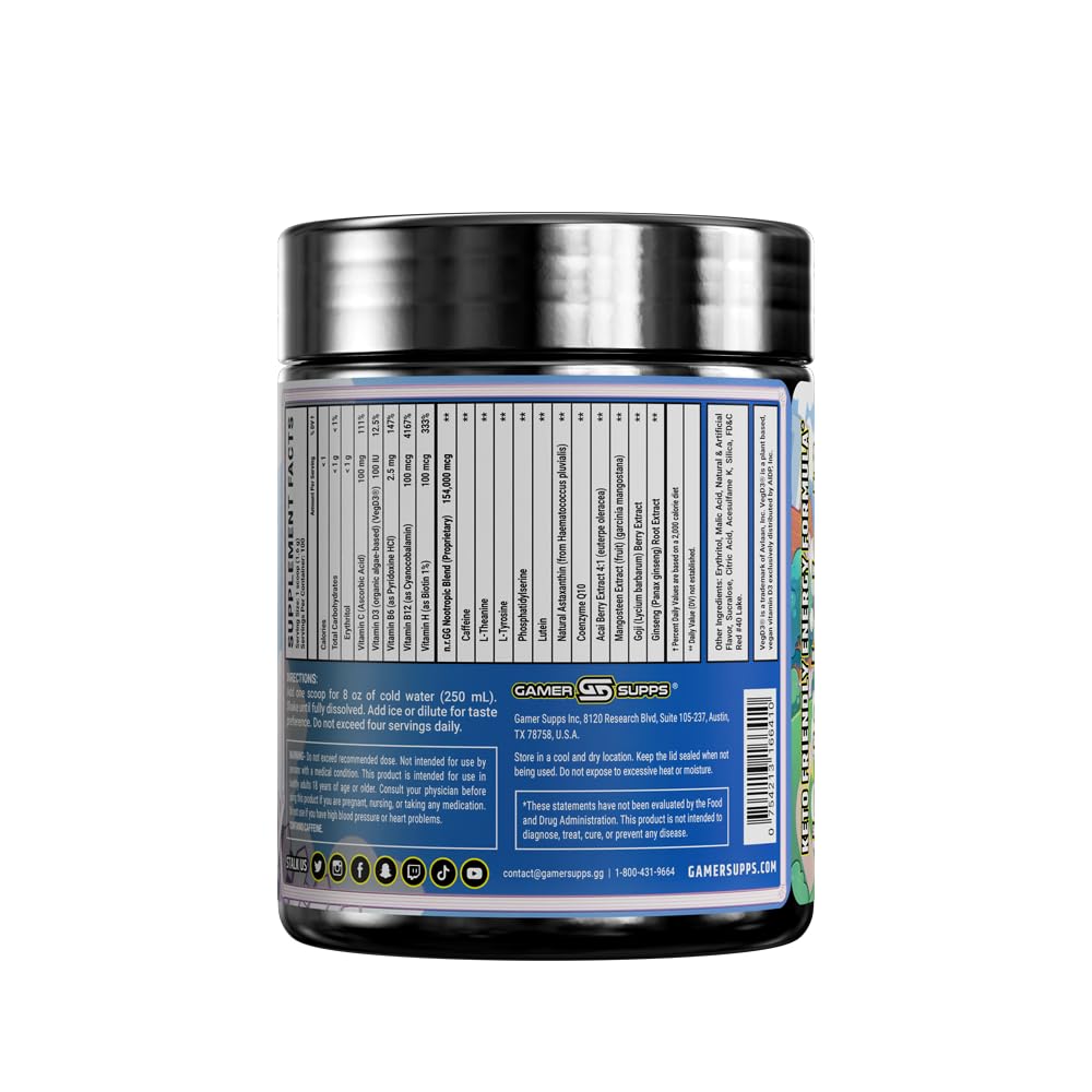 Gamer Supps GG Energy - Goof Juice by MoistCr1TiKaL (100 Servings) - Keto Friendly Gaming Energy and Nootropic Blend, Sugar Free + Organic Caffeine + Vitamins + Immune Support, Powder Drink - TrustMedUSA