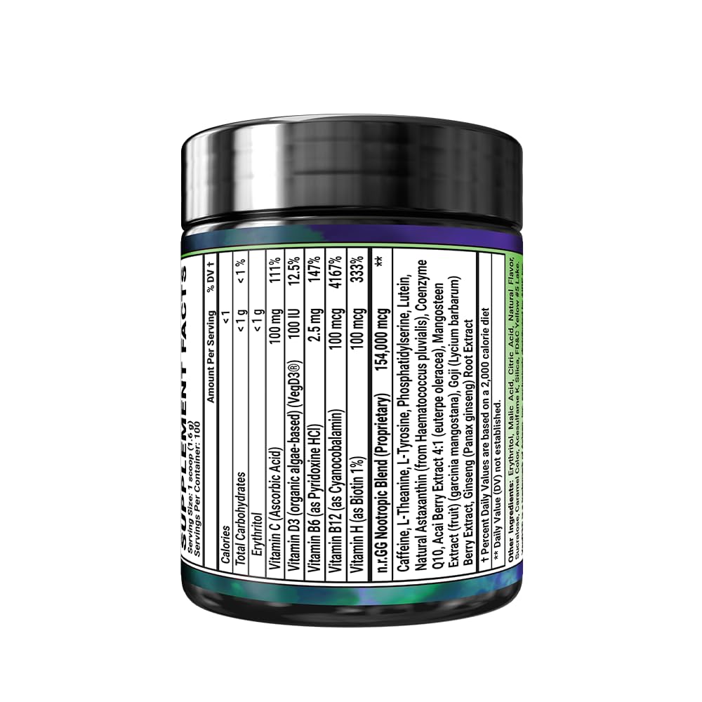 Gamer Supps GG Energy - JoJo's Ocean Stone Fruit (100 Servings) - Keto Friendly Gaming Energy and Nootropic Blend, Sugar Free + Organic Caffeine + Vitamins, Powder Drink - TrustMedUSA