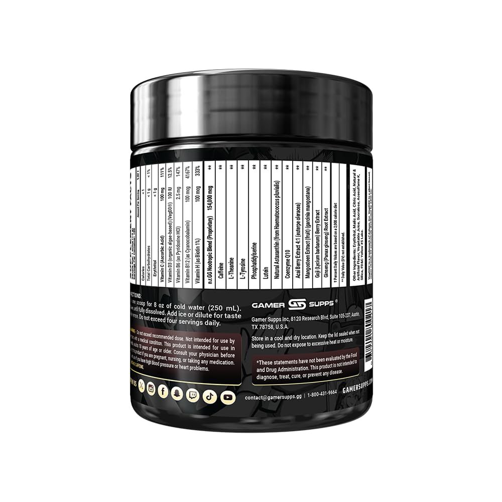 Gamer Supps GG Energy - Schlatt Milk by jschlatt (100 Servings) - Keto Friendly Gaming Energy and Nootropic Blend, Sugar Free + Organic Caffeine + Vitamins + Immune Support, Powder Drink - TrustMedUSA