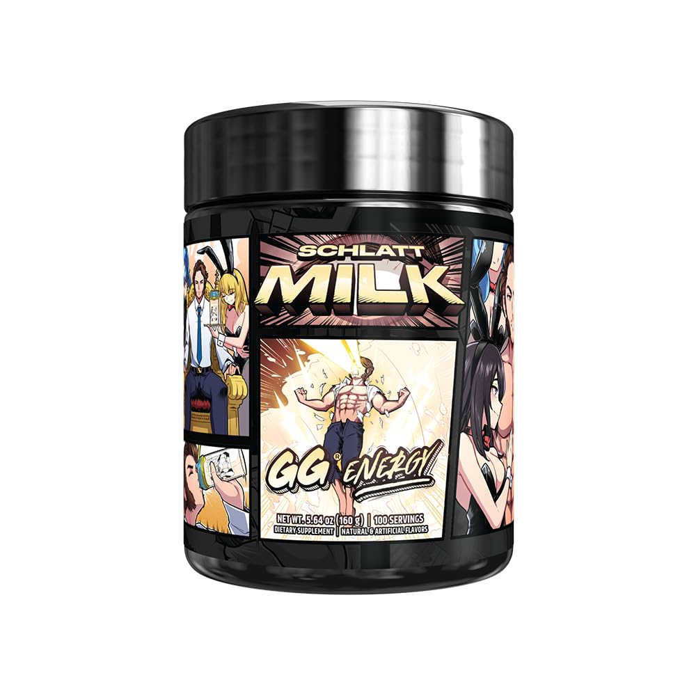 Gamer Supps GG Energy - Schlatt Milk by jschlatt (100 Servings) - Keto Friendly Gaming Energy and Nootropic Blend, Sugar Free + Organic Caffeine + Vitamins + Immune Support, Powder Drink - TrustMedUSA