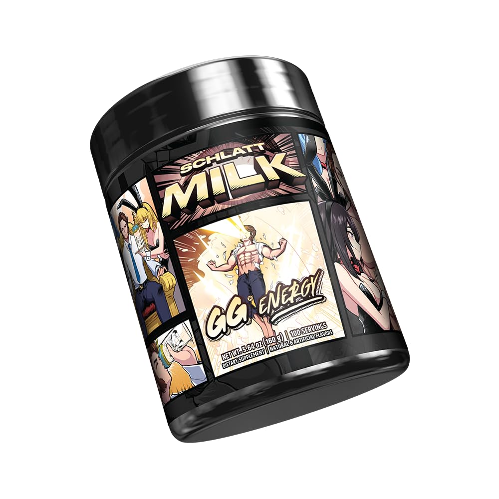 Gamer Supps GG Energy - Schlatt Milk by jschlatt (100 Servings) - Keto Friendly Gaming Energy and Nootropic Blend, Sugar Free + Organic Caffeine + Vitamins + Immune Support, Powder Drink - TrustMedUSA