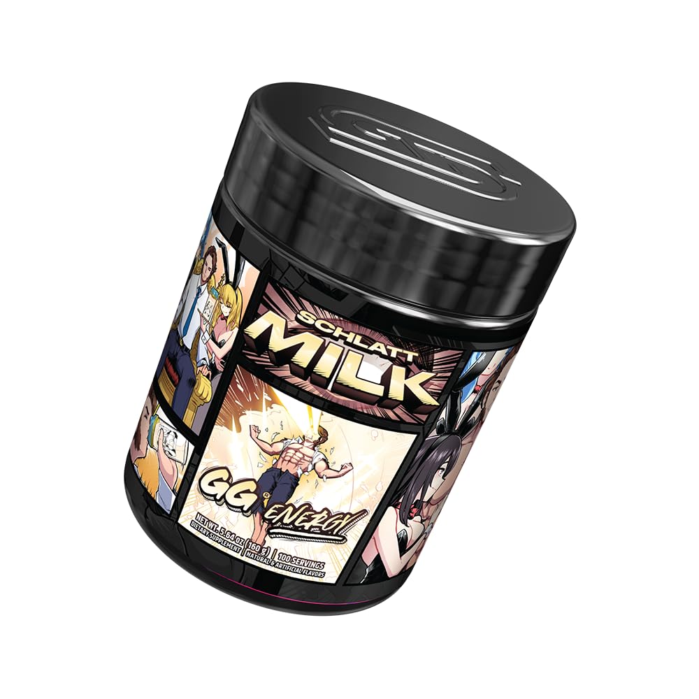 Gamer Supps GG Energy - Schlatt Milk by jschlatt (100 Servings) - Keto Friendly Gaming Energy and Nootropic Blend, Sugar Free + Organic Caffeine + Vitamins + Immune Support, Powder Drink - TrustMedUSA