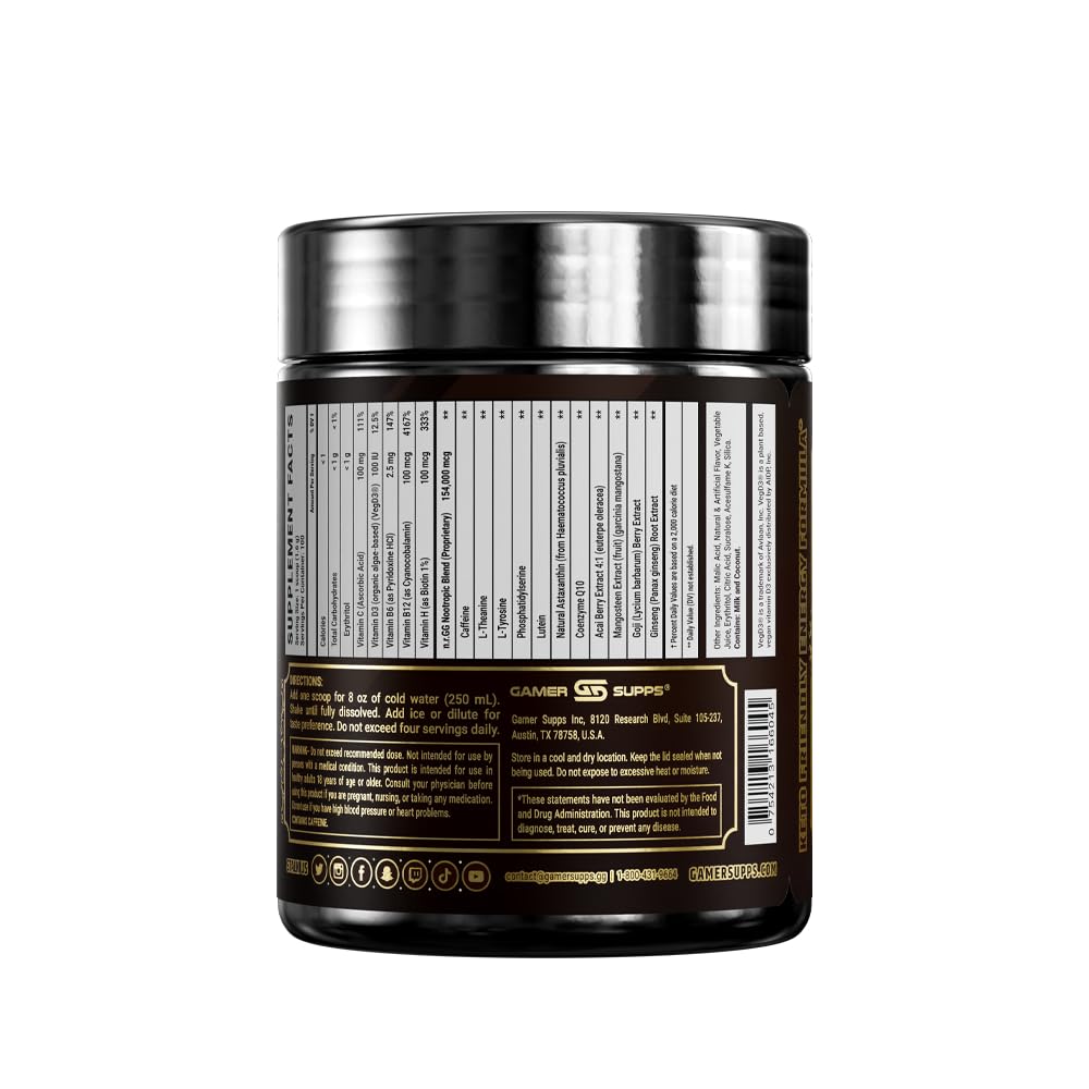 Gamer Supps GG Energy - Sploosh by CottontailVA (100 Servings) - Keto Friendly Gaming Energy and Nootropic Blend, Sugar Free + Organic Caffeine + Vitamins + Immune Support, Powder Drink - TrustMedUSA