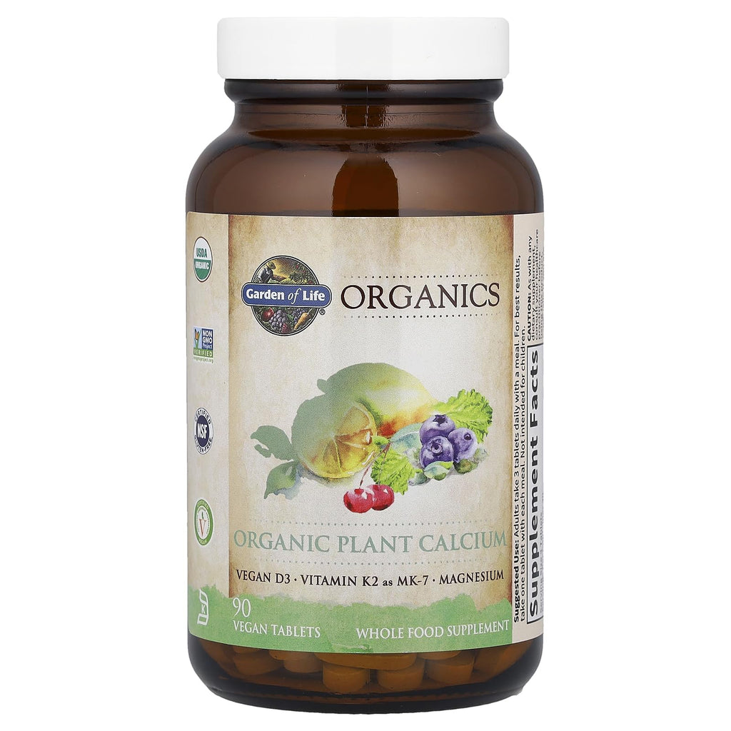 Garden of Life Calcium Supplement with Magnesium & Organic Vitamin D3 K2, Made from Whole Foods, Gluten-Free, 90 Count - TrustMedUSA