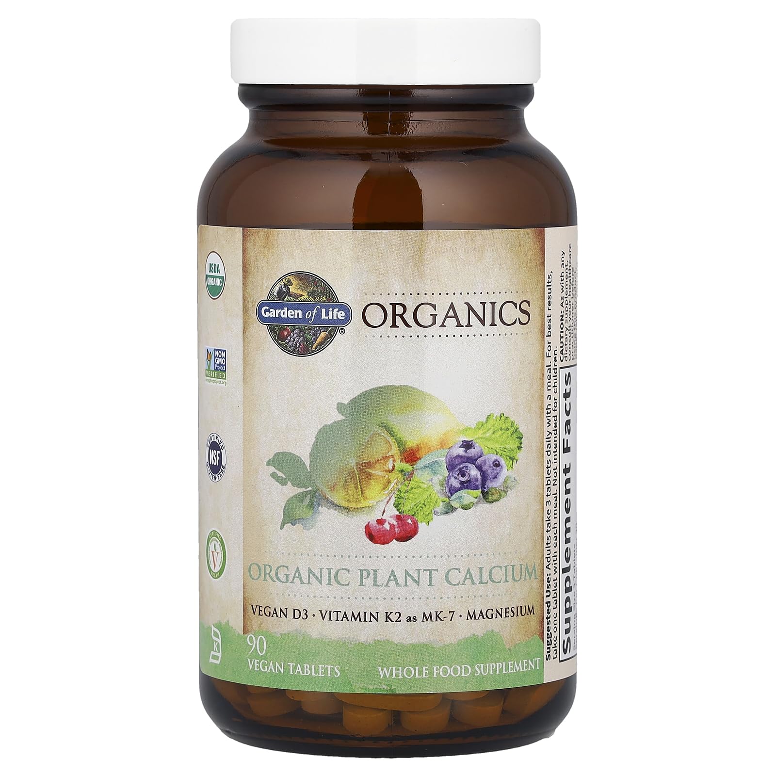 Garden of Life Calcium Supplement with Magnesium & Organic Vitamin D3 K2, Made from Whole Foods, Gluten-Free, 90 Count - TrustMedUSA
