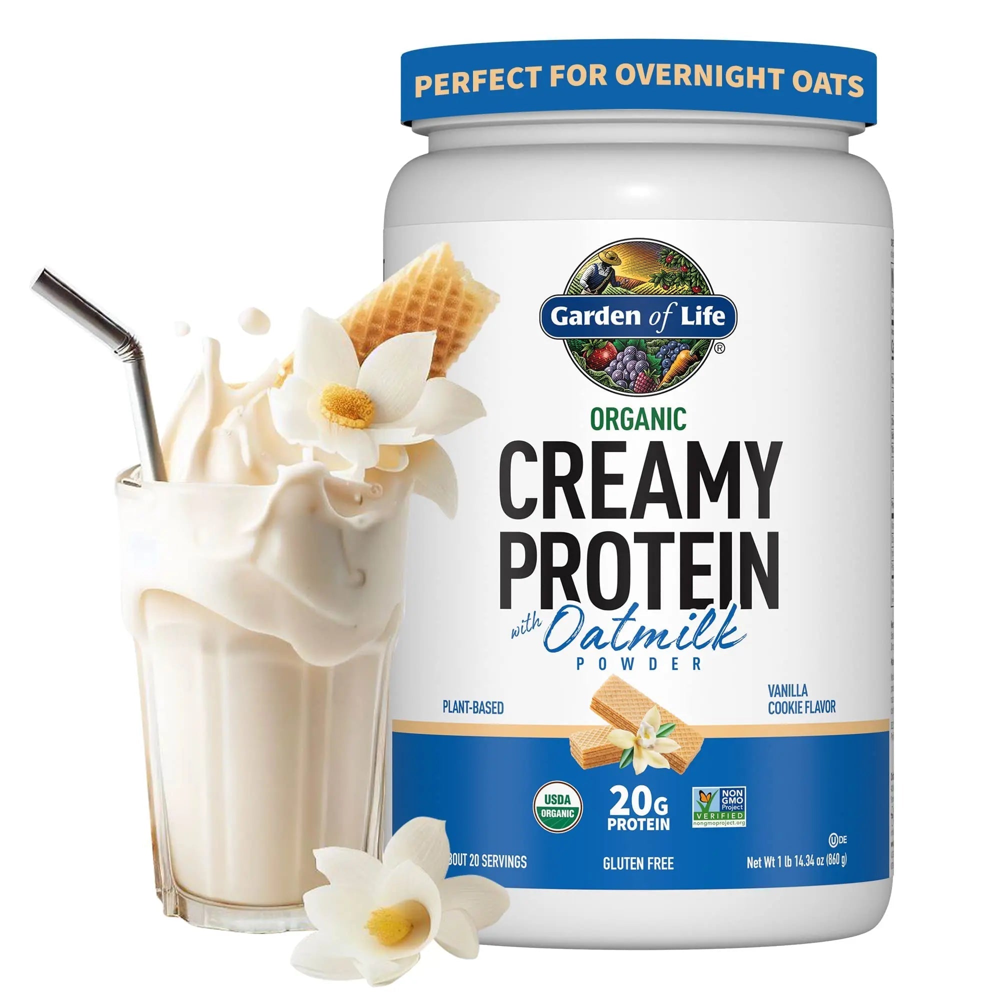 Garden of Life Creamy Vanilla Cookie Protein Powder + Oatmilk 20g Organic Vegan Plant - TrustMedUSA