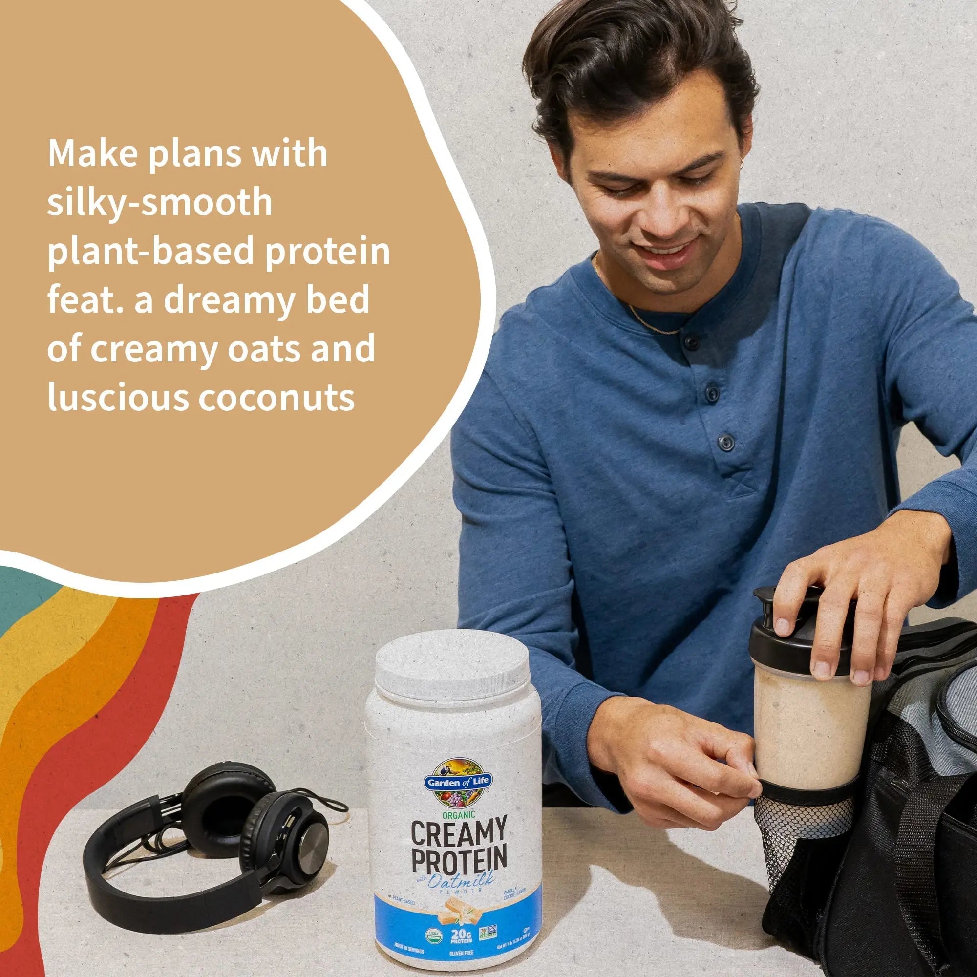 Garden of Life Creamy Vanilla Cookie Protein Powder + Oatmilk 20g Organic Vegan Plant - TrustMedUSA