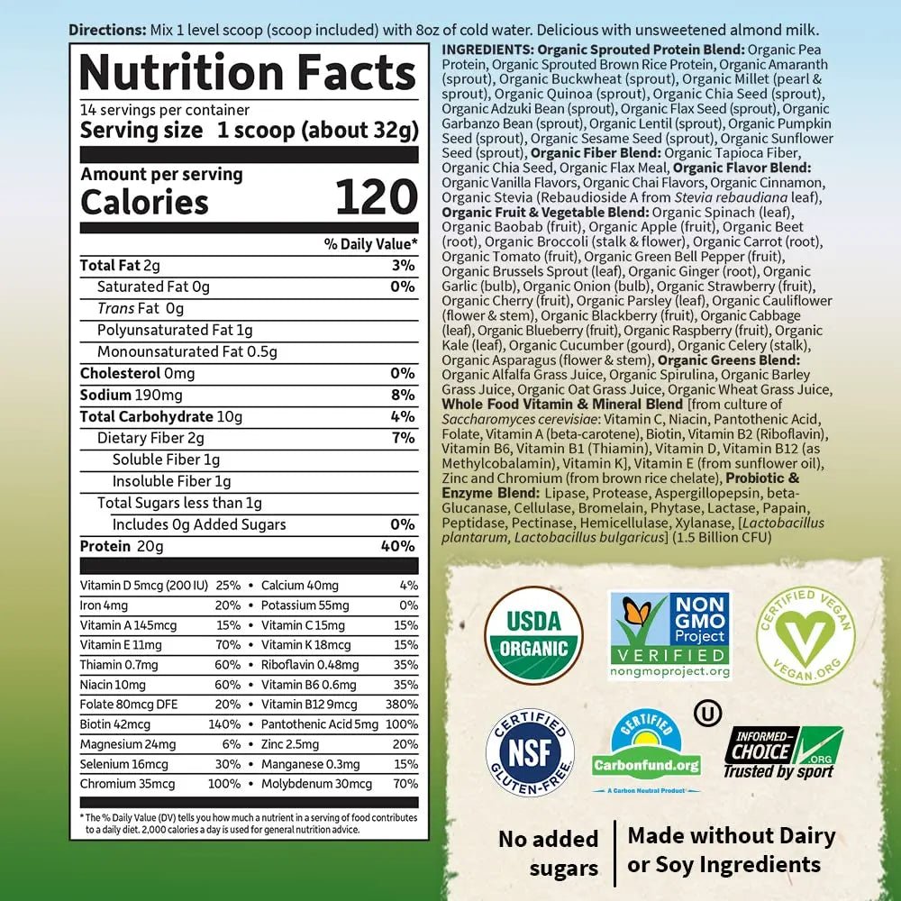 Garden of Life Meal Replacement Vanilla Chai Powder, 14 Servings - TrustMedUSA