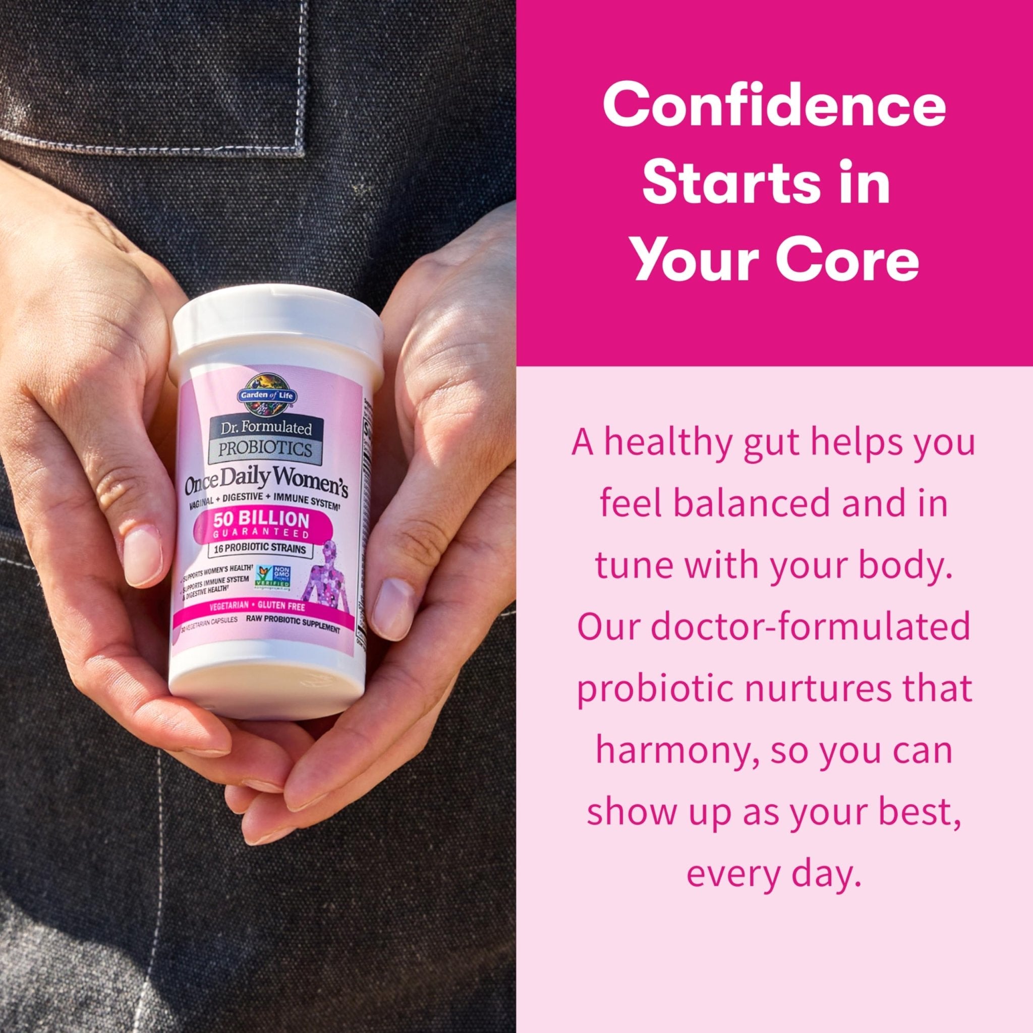 Garden of Life Once Daily Dr. Formulated Probiotics for Women 50 Billion CFU 16 Probiotic Strains with Organic Prebiotics for Digestive, Vaginal & Immune Health, Dairy Free, Shelf Stable 30 Capsules - Maple Wellness Supplements