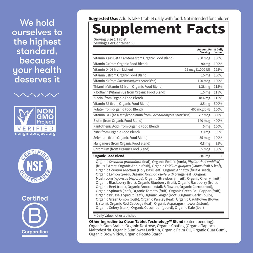 Garden of Life Once Daily Whole Food Multivitamin for Men, Organic Mens Vitamins & Minerals, Vitamin C, Zinc, Vegan, for Health & Well-Being, 60 Tablets - TrustMedUSA