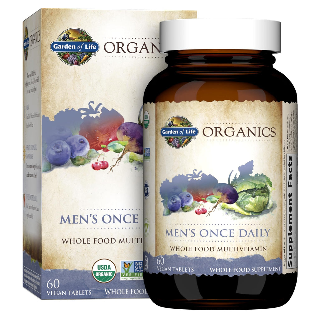 Garden of Life Once Daily Whole Food Multivitamin for Men, Organic Mens Vitamins & Minerals, Vitamin C, Zinc, Vegan, for Health & Well-Being, 60 Tablets - TrustMedUSA