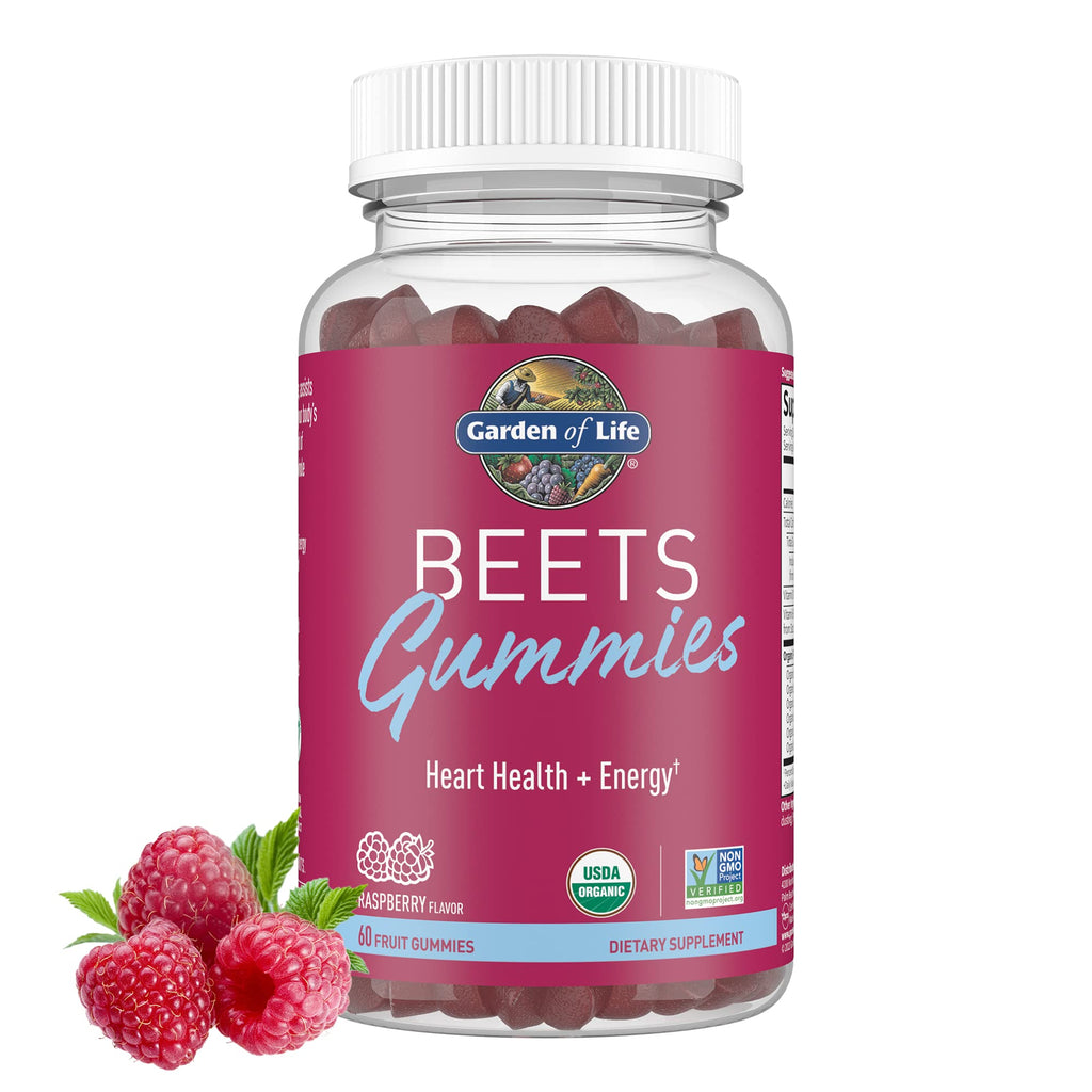 Garden of Life Organic Beet Root Gummies Made from Pectin with Antioxidants, Vitamin C, Vitamin D & B12 for Heart Health & Energy – BEETS Gummies – Vegan, Gluten Free, Non GMO, Raspberry, 30 Servings - TrustMedUSA
