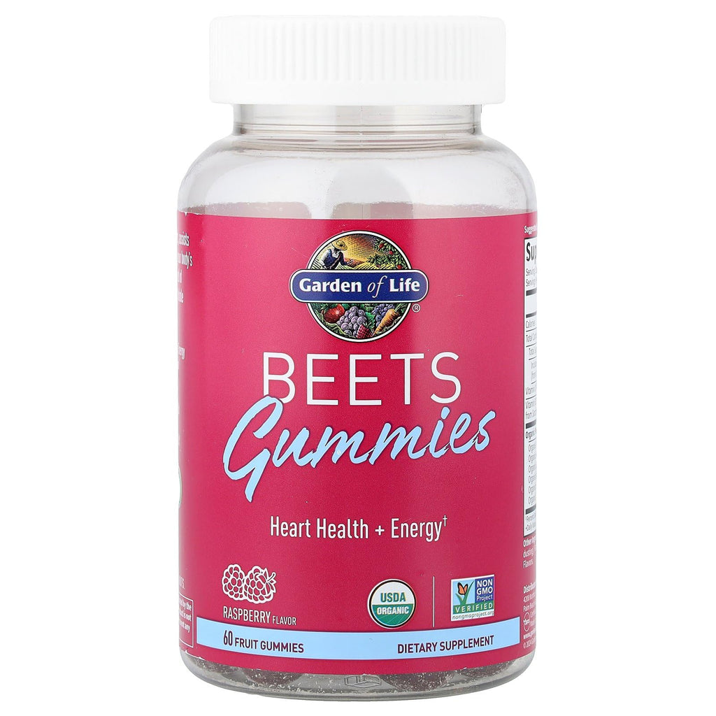 Garden of Life Organic Beet Root Gummies Made from Pectin with Antioxidants, Vitamin C, Vitamin D & B12 for Heart Health & Energy – BEETS Gummies – Vegan, Gluten Free, Non GMO, Raspberry, 30 Servings - TrustMedUSA