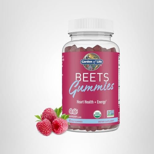 Garden of Life Organic Beet Root Gummies Made from Pectin with Antioxidants, Vitamin C, Vitamin D & B12 for Heart Health & Energy – BEETS Gummies – Vegan, Gluten Free, Non GMO, Raspberry, 30 Servings - TrustMedUSA