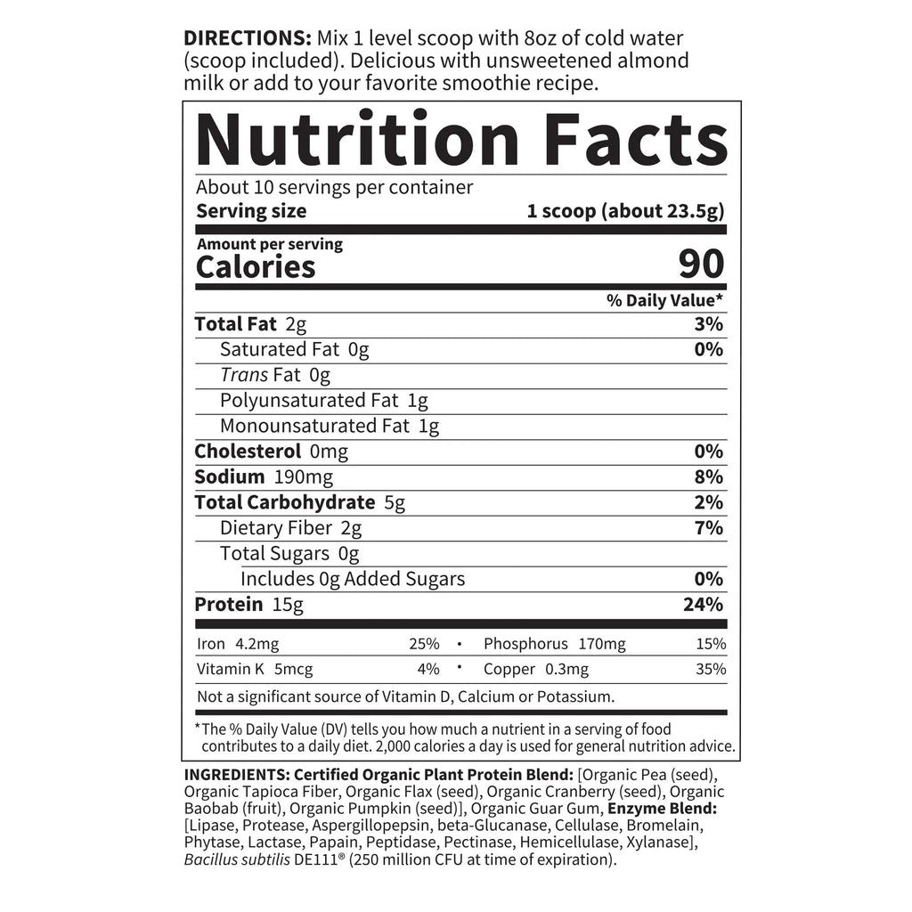 Garden of Life Organic Plant Based Protein Powder - Smooth Unflavored - Vegan - TrustMedUSA