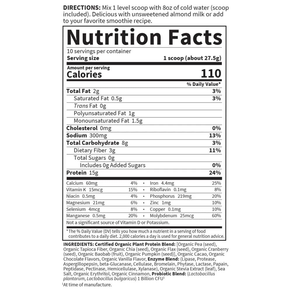 Garden of Life Organic Plant Protein Smooth Chocolate Powder, 10 Servings - Vegan, Grain - TrustMedUSA