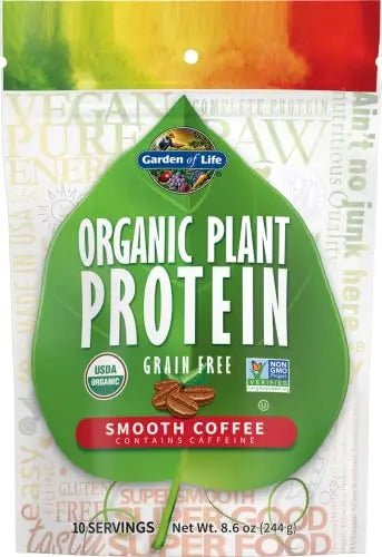 Garden of Life Organic Plant Protein Smooth Coffee Powder, 10 Servings - Vegan - TrustMedUSA