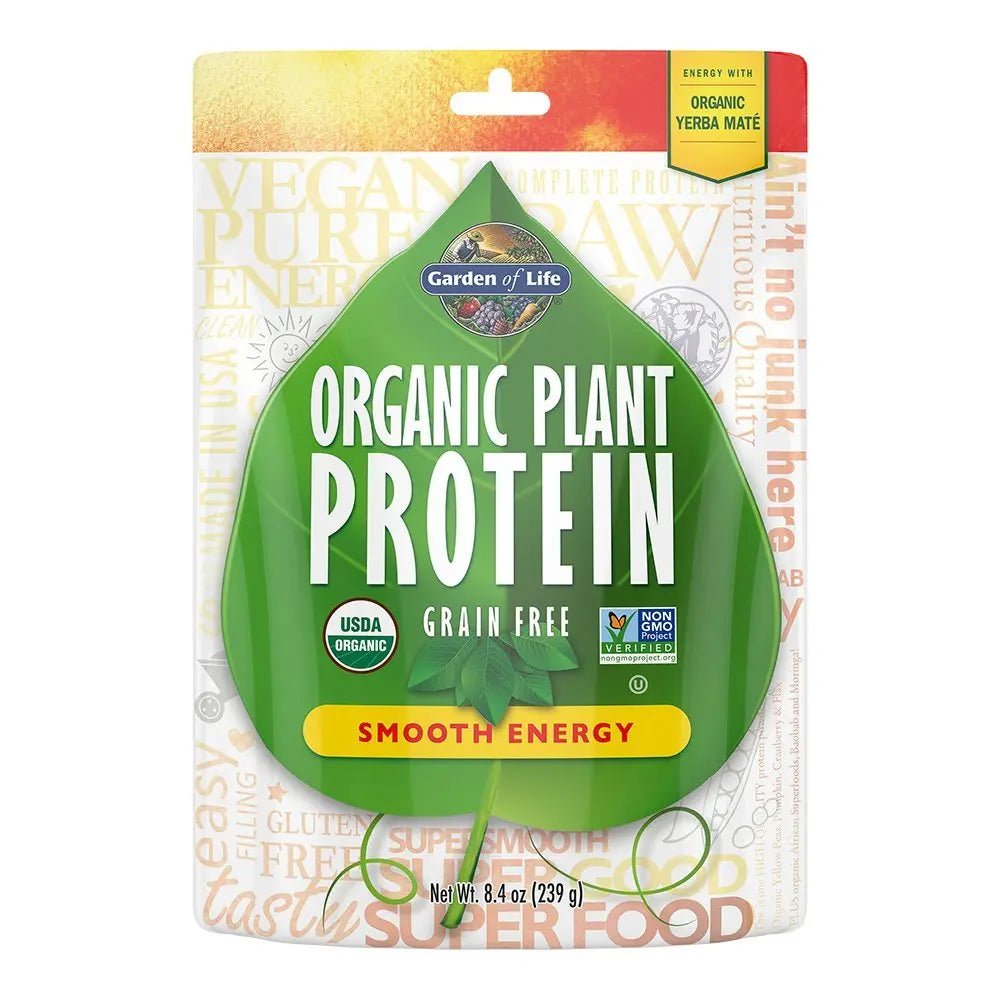 Garden of Life Organic Plant Protein Smooth Energy Powder, 10 Servings - Vegan, Grain - TrustMedUSA