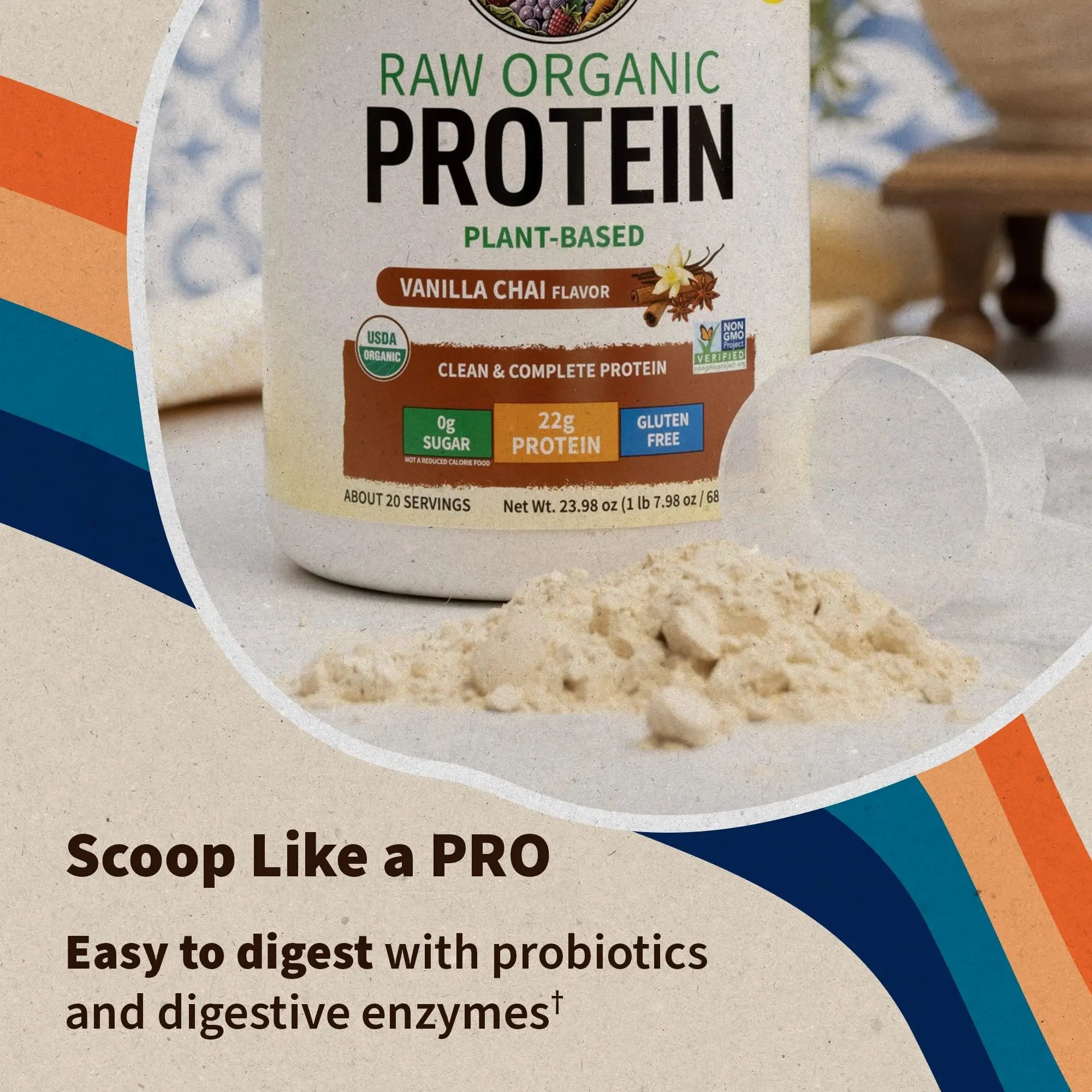 Garden of Life, Organic Vegan Vanilla Chai Protein Powder -22g Complete Plant Based Raw - TrustMedUSA