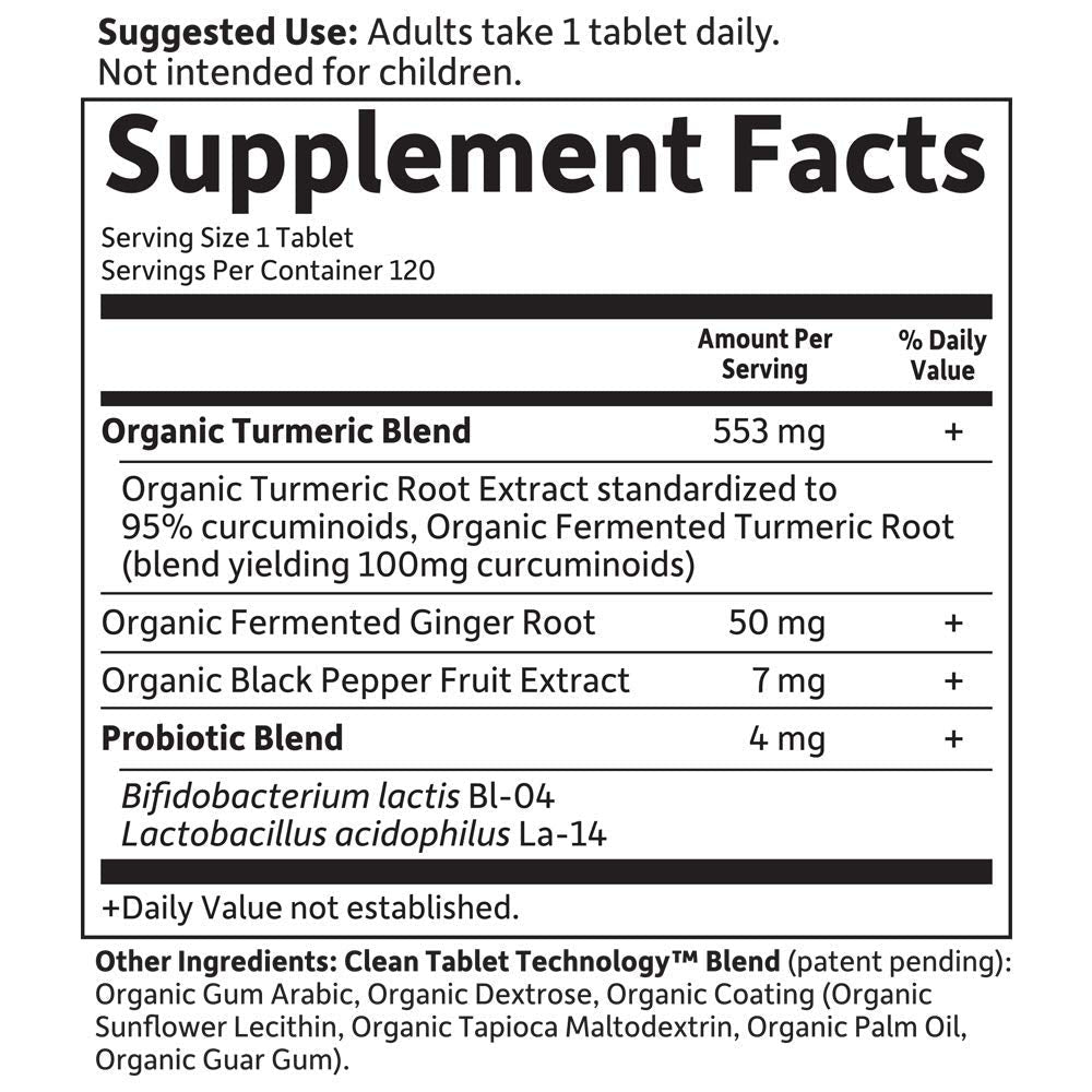 Garden of Life Organics Extra Strength Turmeric Inflammatory Response 120 Tablets-100Mg Curcumin (95% Curcuminoids) Black Pepper, Probiotics, Organic Non-GMO Vegan Gluten Free Herbal Supplement - TrustMedUSA