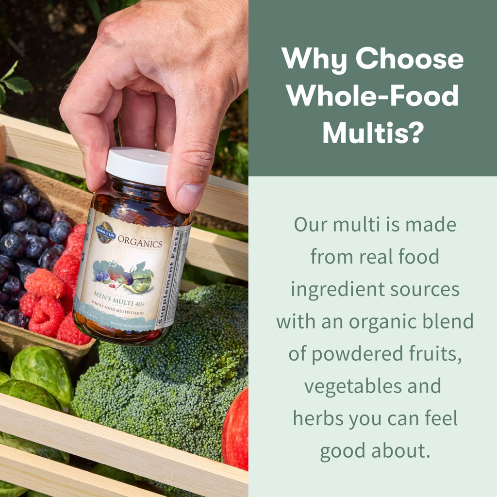 Garden of Life Organics Men's 40+ Multivitamin with Prostate Support, B12 & Vitamins – Vegan Daily Whole Food Multivitamin, Non-GMO, Certified Organic, 120 Tablets - TrustMedUSA