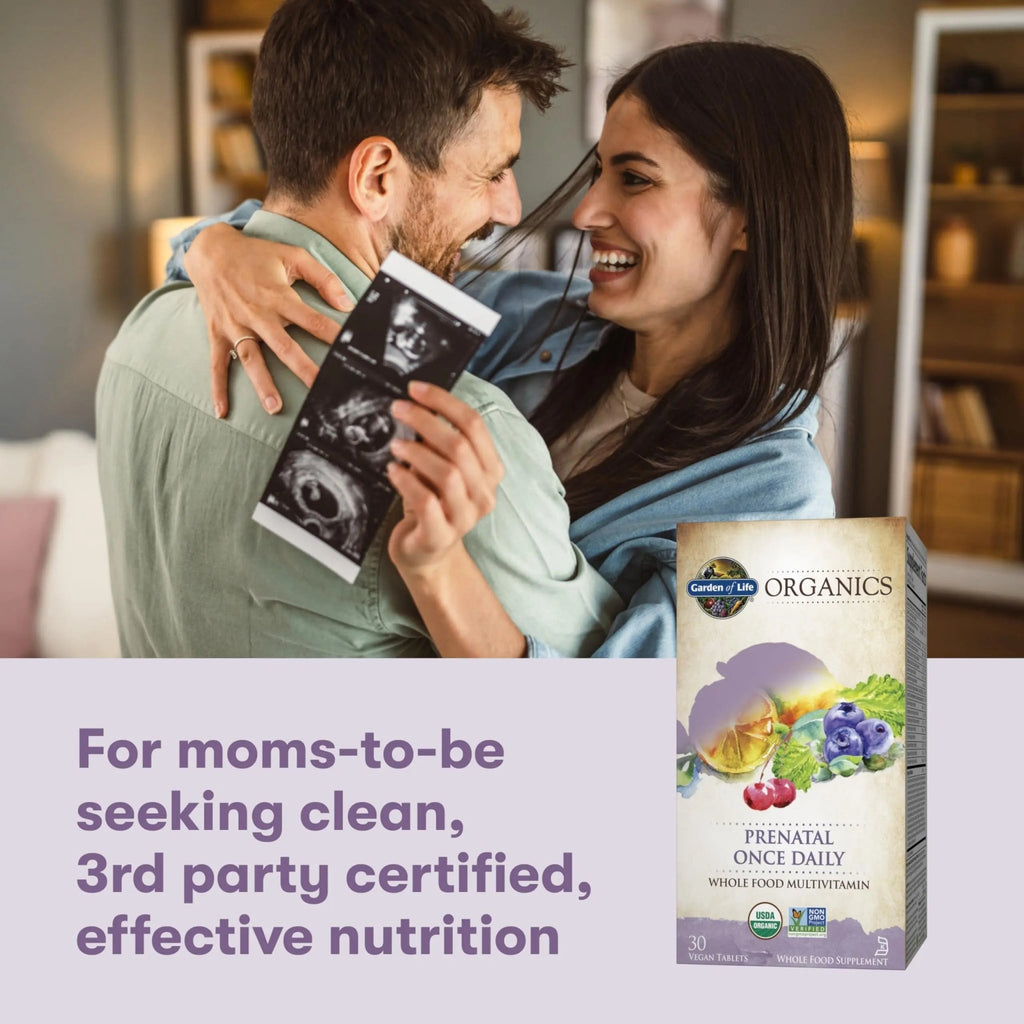 Garden of Life Organics Prenatal Vitamin: Folate for Energy & Healthy Fetal Development, Non-constipating Iron, Vitamin C, B6, B12, D3 – Organic, Non-GMO, Gluten-Free, Vegan, 30 Day Supply - TrustMedUSA