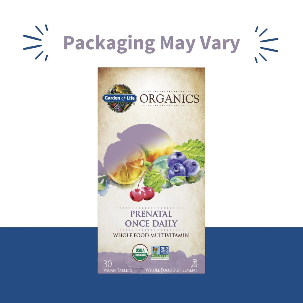 Garden of Life Organics Prenatal Vitamin: Folate for Energy & Healthy Fetal Development, Non-constipating Iron, Vitamin C, B6, B12, D3 – Organic, Non-GMO, Gluten-Free, Vegan, 30 Day Supply - TrustMedUSA