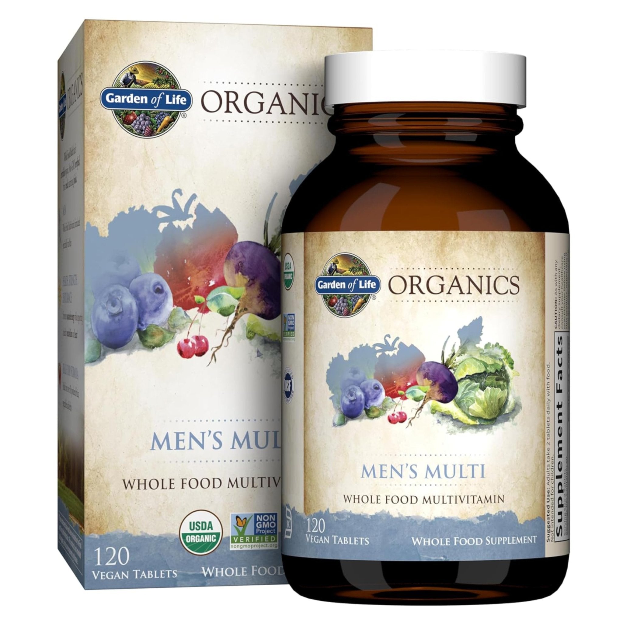Garden of Life Organics Whole Food Multivitamin for Men, 120 Tablets, Vegan Mens Vitamins and Minerals for Health and Well-Being, Certified Organic Vegan Multi - TrustMedUSA