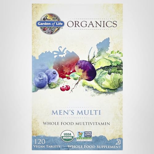 Garden of Life Organics Whole Food Multivitamin for Men, 120 Tablets, Vegan Mens Vitamins and Minerals for Health and Well-Being, Certified Organic Vegan Multi - TrustMedUSA