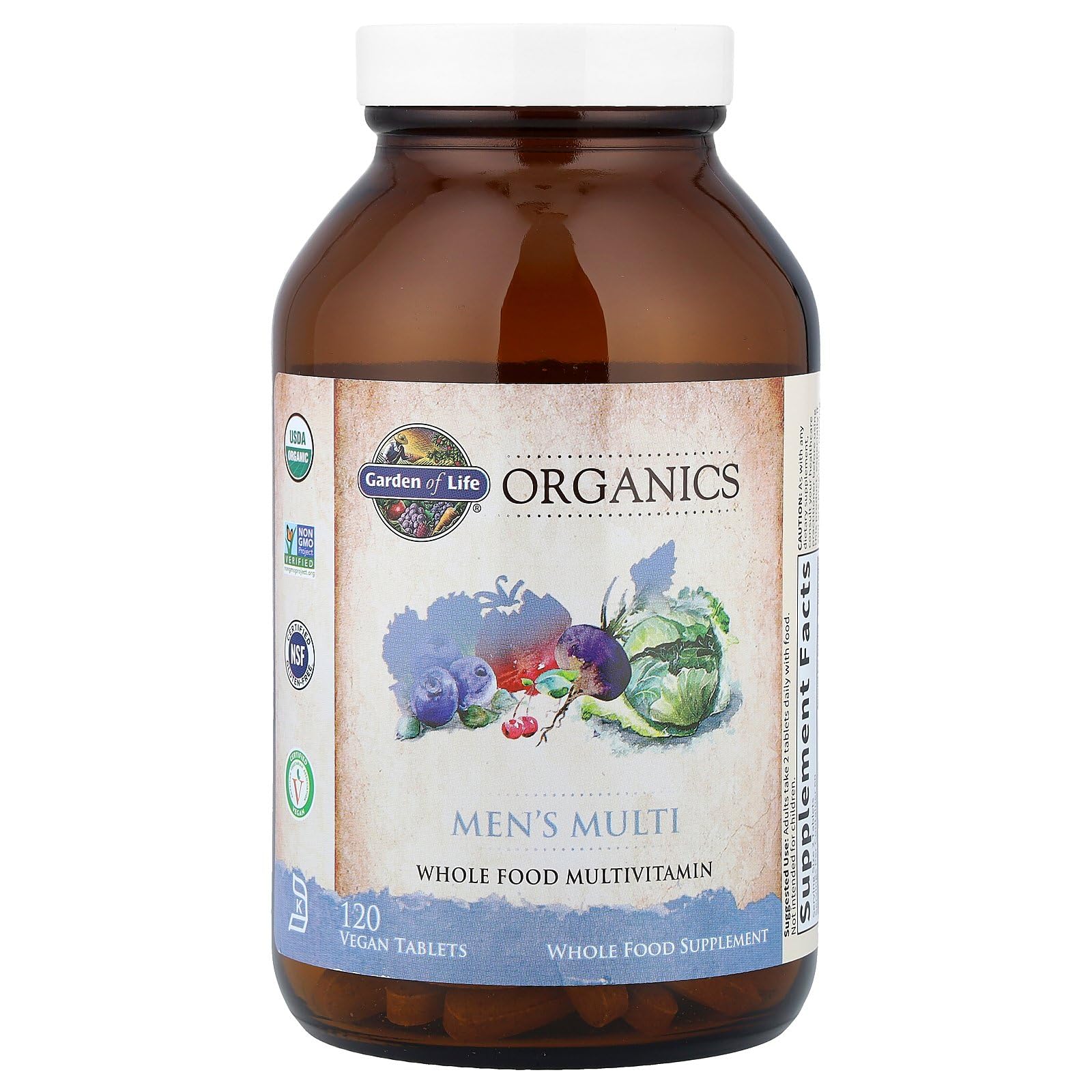 Garden of Life Organics Whole Food Multivitamin for Men, 120 Tablets, Vegan Mens Vitamins and Minerals for Health and Well-Being, Certified Organic Vegan Multi - TrustMedUSA