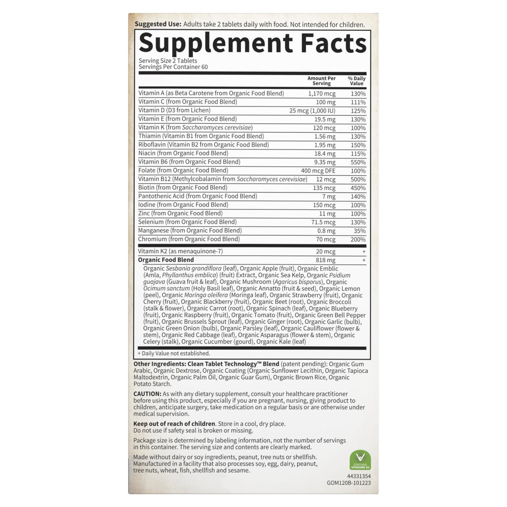 Garden of Life Organics Whole Food Multivitamin for Men, 120 Tablets, Vegan Mens Vitamins and Minerals for Health and Well-Being, Certified Organic Vegan Multi - TrustMedUSA