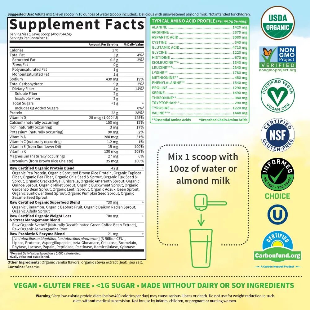 Garden of Life Raw Organic Fit Powder, Original - High Protein for Weight Loss (28g) Plus - TrustMedUSA