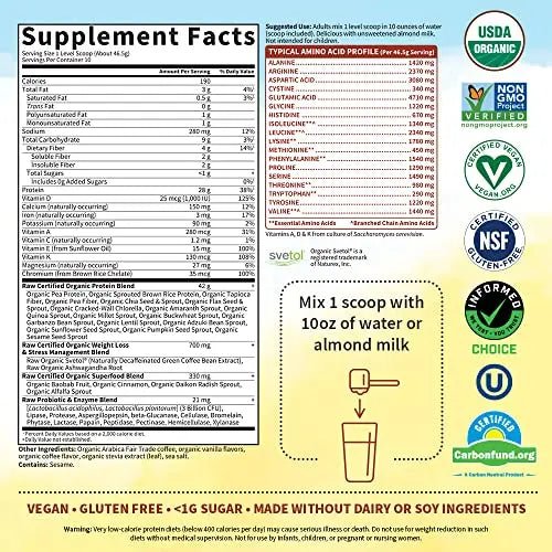 Garden of Life Raw Organic Fit Vegan Protein Powder Coffee, 28g Plant Based Protein - TrustMedUSA