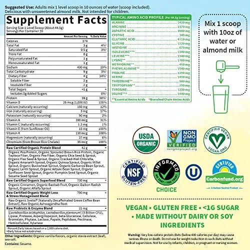 Garden of Life Raw Organic Fit Vegan Protein Powder Original, 28g Plant Based Protein - TrustMedUSA