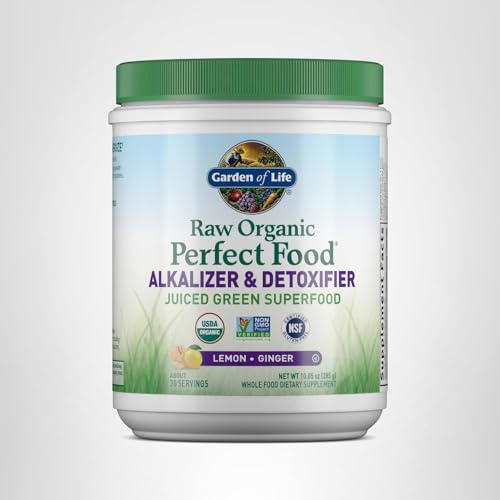 Garden of Life Raw Organic Perfect Food Alkalizer and Detoxifier, Lemon Ginger Flavored Superfood Powder Supplement, 30 Servings - TrustMedUSA