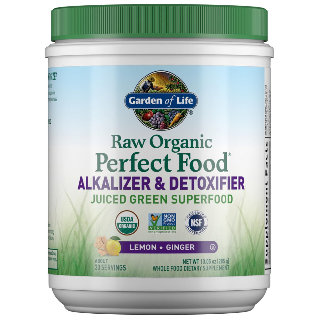 Garden of Life Raw Organic Perfect Food Alkalizer and Detoxifier, Lemon Ginger Flavored Superfood Powder Supplement, 30 Servings - TrustMedUSA