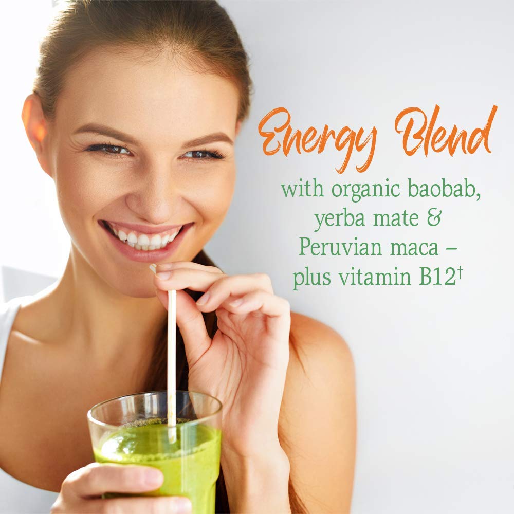 Garden of Life Raw Organic Perfect Food Energizer Juiced Green Superfood Powder - Yerba Mate Pomegranate, 30 Servings, Green Superfood Powder & Probiotics, Gluten Free Whole Food Greens Supplements - TrustMedUSA