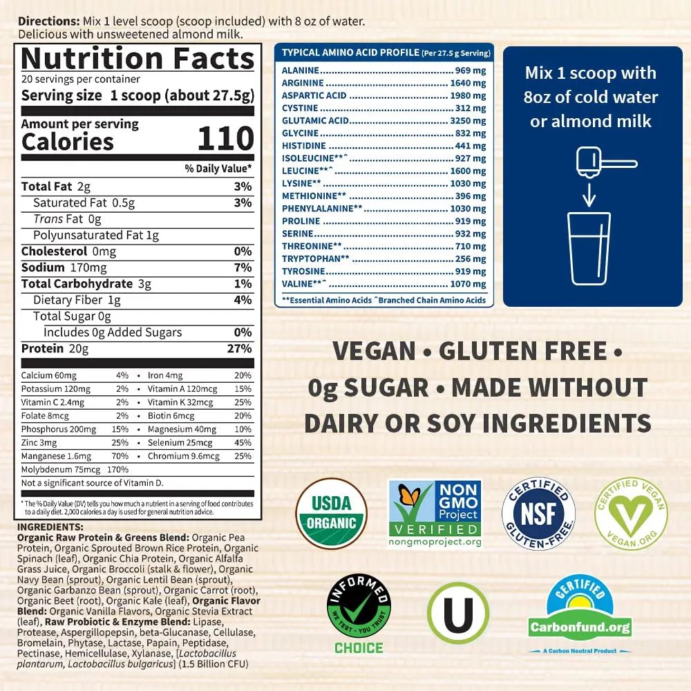 Garden of Life Raw Organic Protein & Greens Vanilla - Vegan Protein Powder - TrustMedUSA
