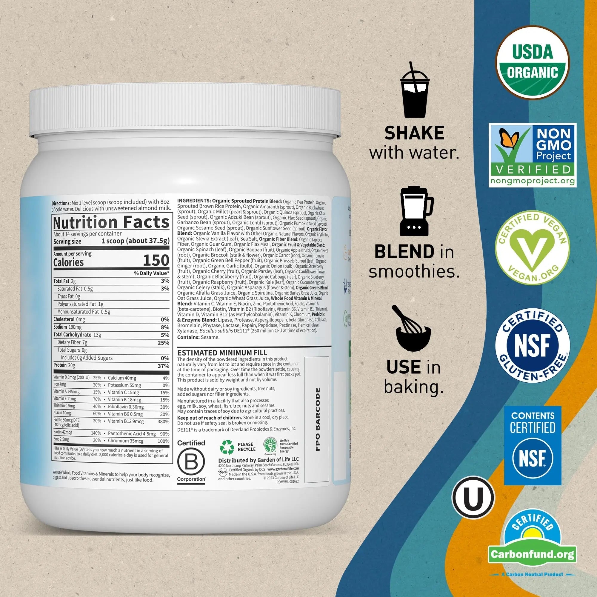 Garden of Life Vegan Protein Powder - Raw Organic Meal Replacement - TrustMedUSA