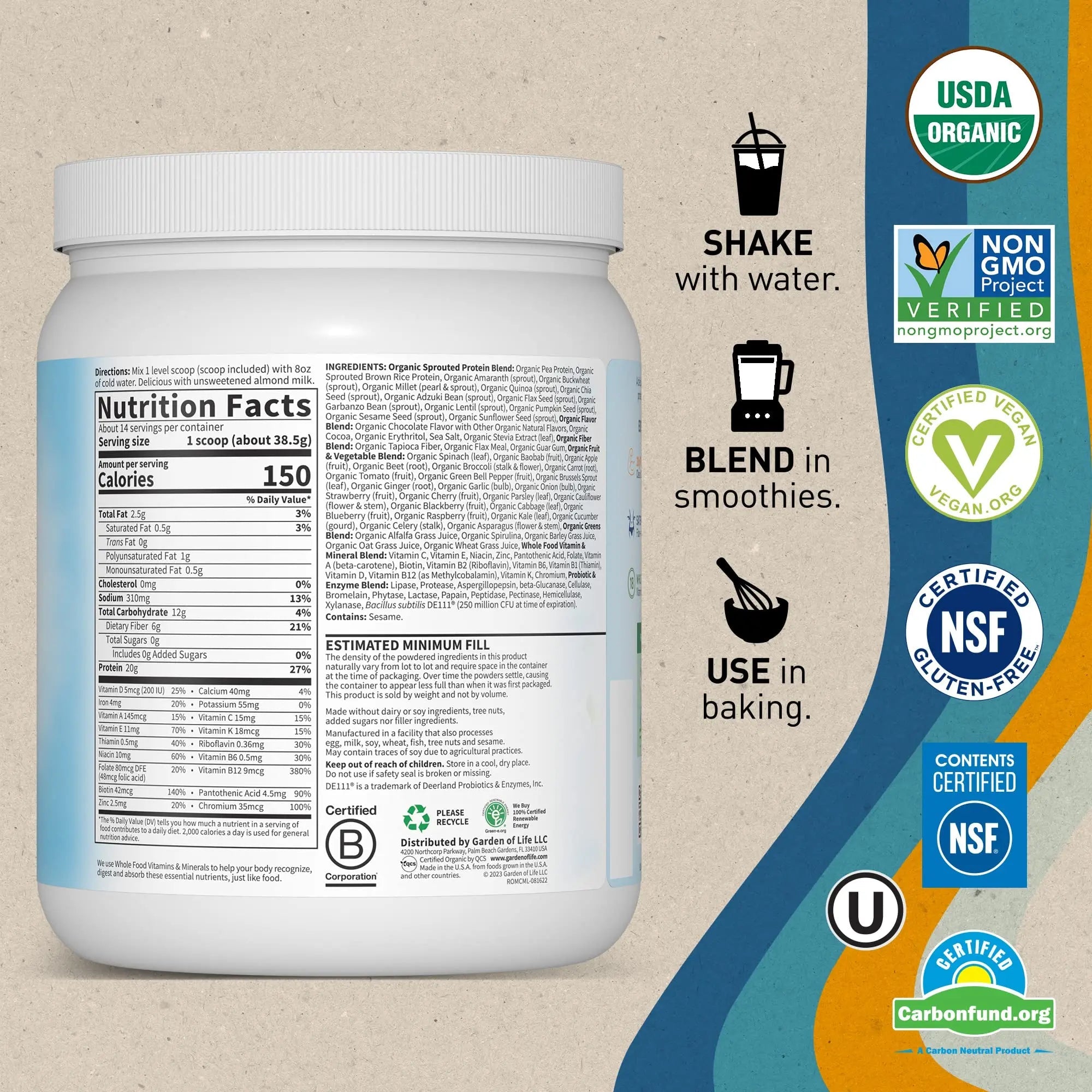 Garden of Life Vegan Protein Powder - Raw Organic Meal Replacement Shakes - TrustMedUSA