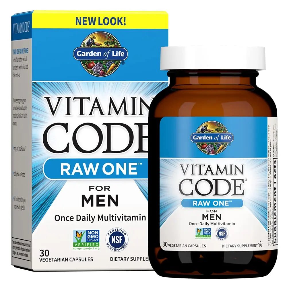 Garden of Life Vitamin Code Raw One Men's Multivitamin with Zinc Supplements for Immune and Skin Health, 30 Capsules - TrustMedUSA