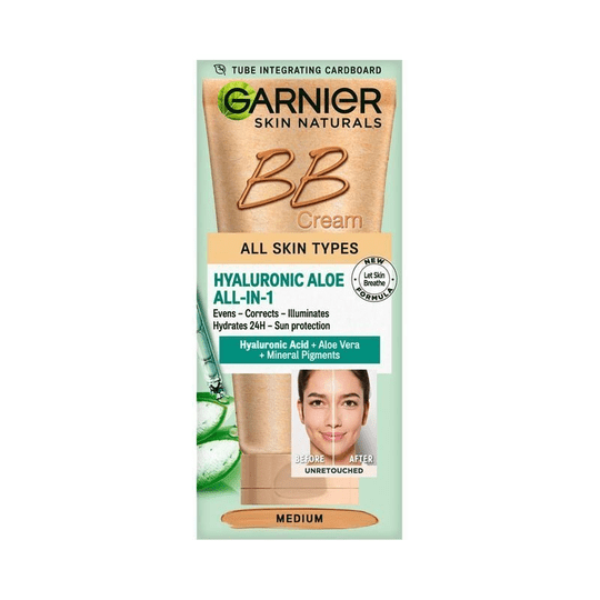 Garnier Classic BB Face Cream Hyaluronic Aloe Vera SPF 10 Medium - Maple Wellness Supplements