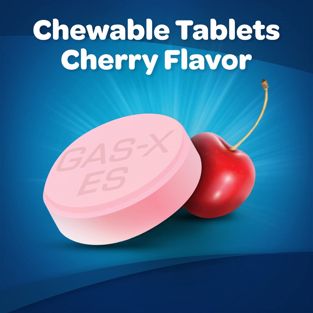Gas-X Extra Strength Chewable Gas Relief Tablets with Simethicone 125 mg for Bloating Relief, Cherry - 72 Count - Maple Wellness Supplements