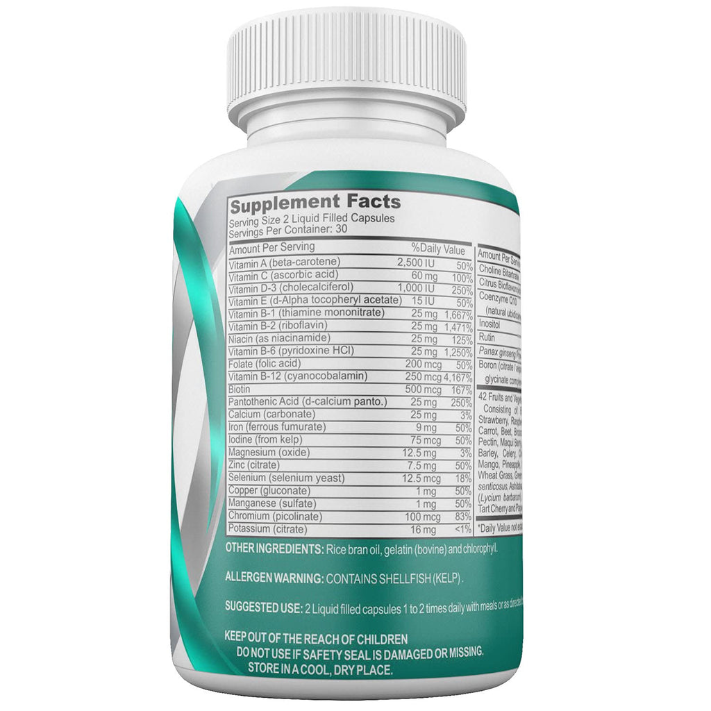 Gastric Bypass Vitamins with Iron Plus 42 Super Fruits & Vegetables for Post Bariatric Surgery Must Haves, Quick-Dissolve Gel Caps - TrustMedUSA