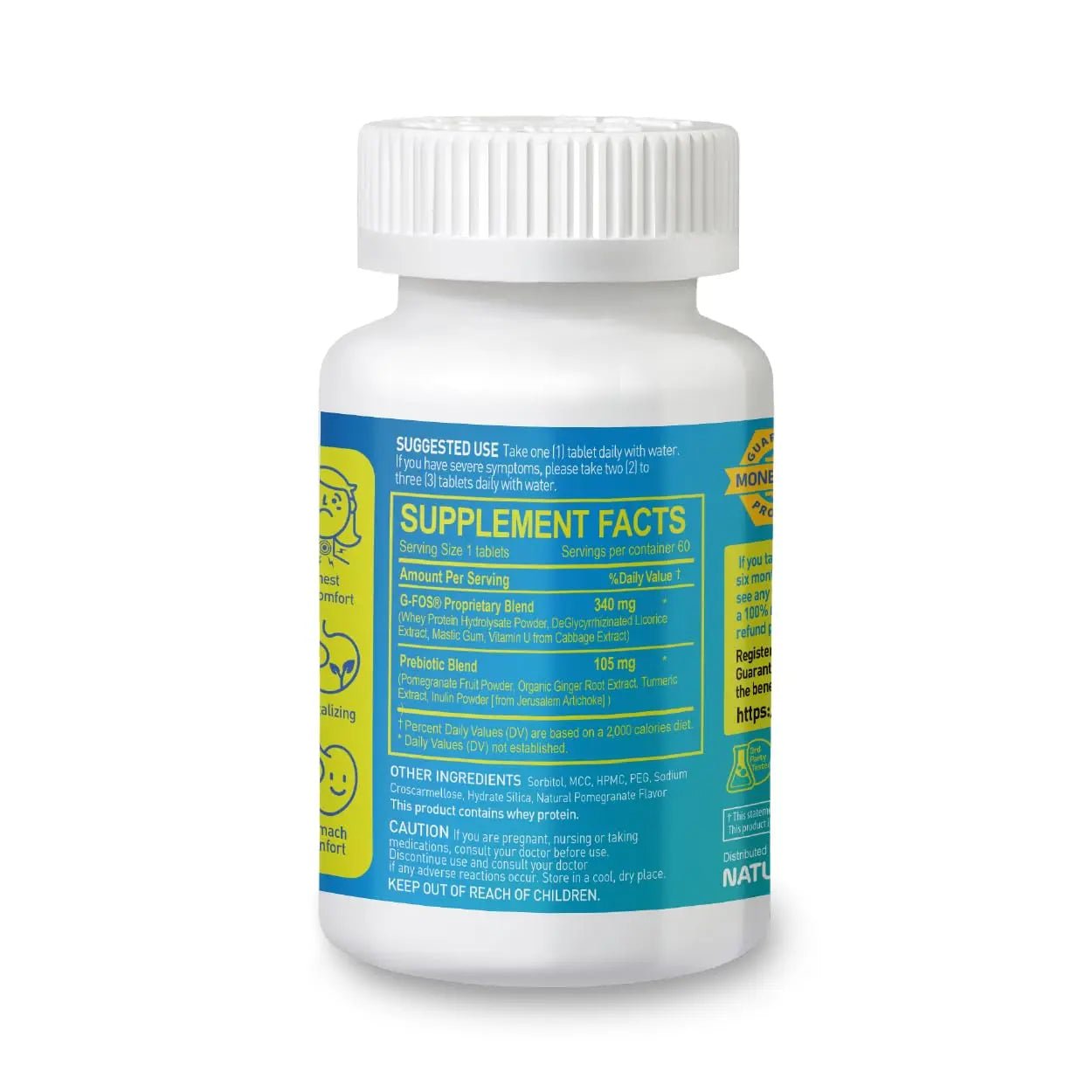 Gastro Support – Digestive Health Supplement with G-FOS Blend, Organic Ginger Root, Licorice Extract, Mastic Gum & Pomegranate – Supports Digestive Comfort & Gut Balance – 60 Tablets, 60 Day Supply - TrustMedUSA