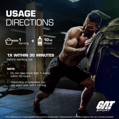 GAT SPORT NITRAFLEX Burn, Pre Workout Thermogenic Powder, Apple Melon, 30 Servings - TrustMedUSA